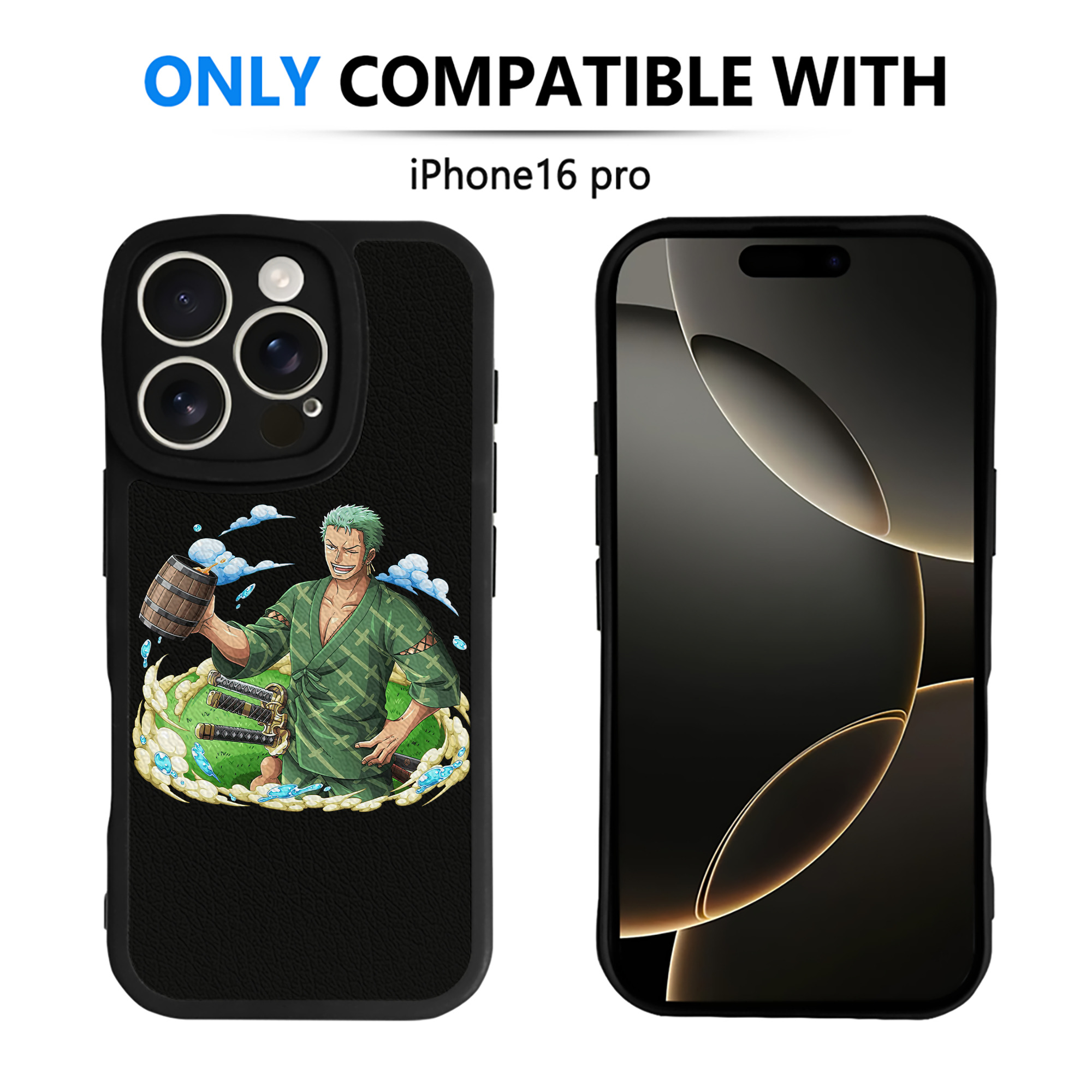 （画像用） ワンピース ロロノア・ゾロ ONE PIECE Roronoa Zoro 【iPhone 16シリーズ対応】シリコンスマホケース（レザー調） 材質：シリコン